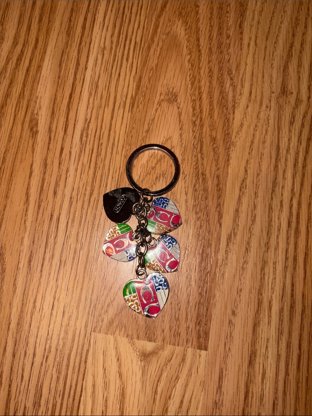 Coach Multicolor Enamel Heart Charm Keychain